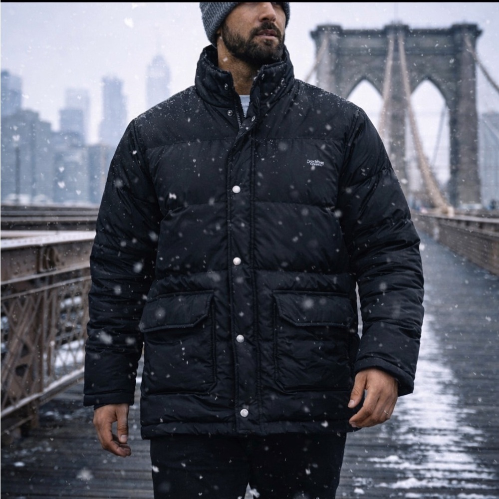 Dash Classics Mens Puffer Jacket/Puffer Black Size large Full Zip & Snap Cotton